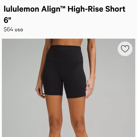 Lululemon align high rise shorts 6” - Picture 1 of 3